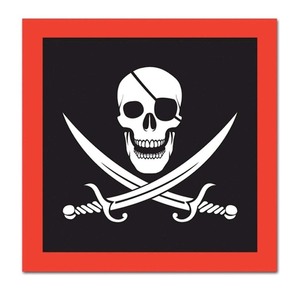 Pirate Skull Paper Napkins 16 Pck Party Scary Halloween Lunch Dinner‎ Funny New